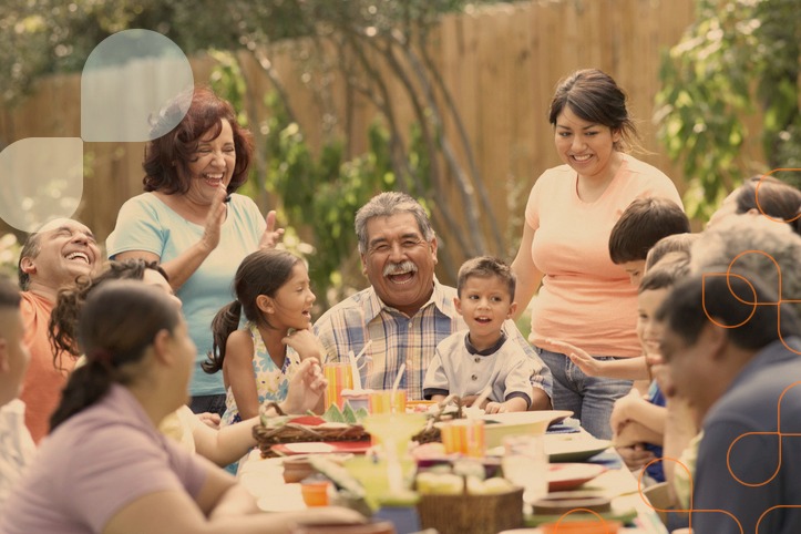 Veterans and family members together in natural light